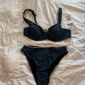 Cupshe Blue and tan Women's Bikini Set